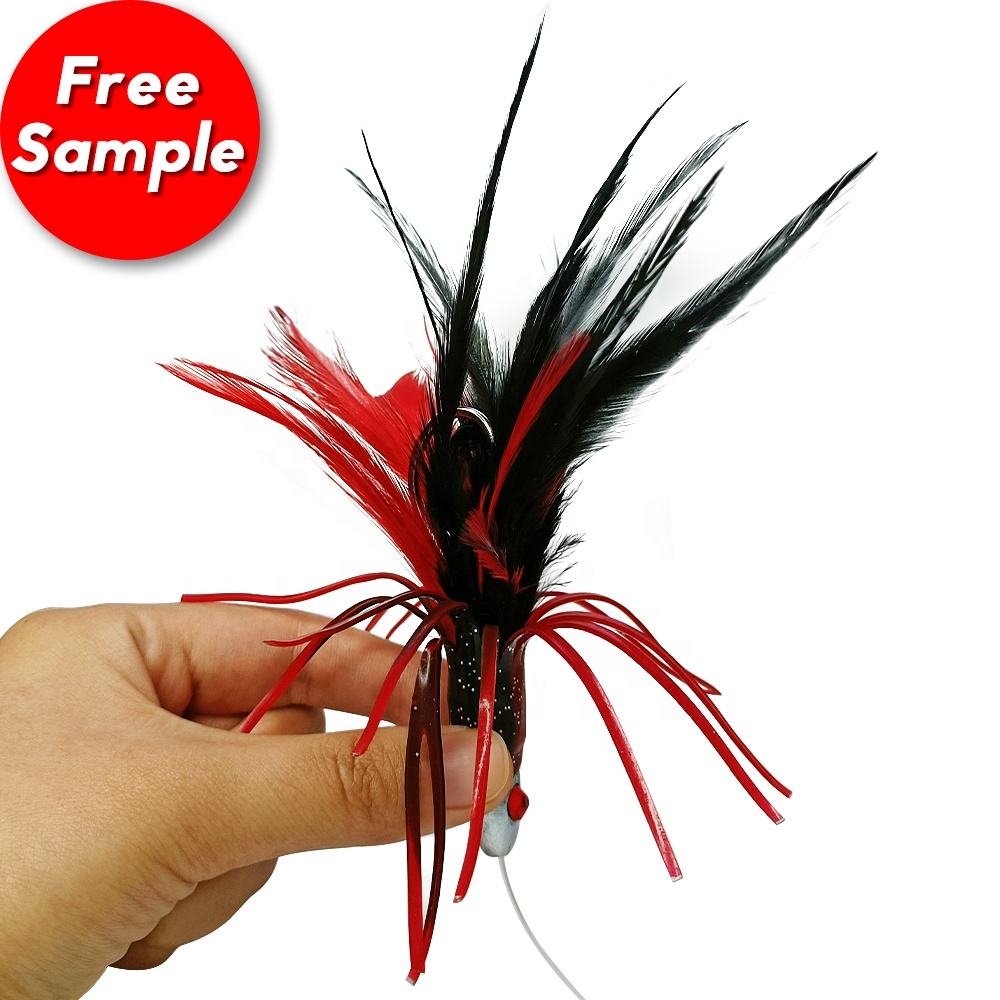 Newbility OEM Jig Head Rubber Real Feather Skirt Tuna Fishing Rig