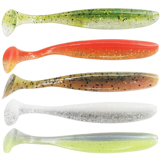 NewBility Soft Lures 75mm 95mm Shad Double Color Silicone Bait T Tail Wobblers