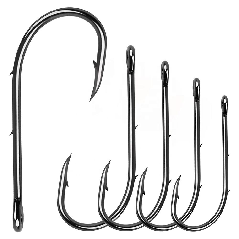 Newbility Black Nickel Bait Holder Carp Sea Fishing Hooks Carbon Steel Long Shank Fish Hook