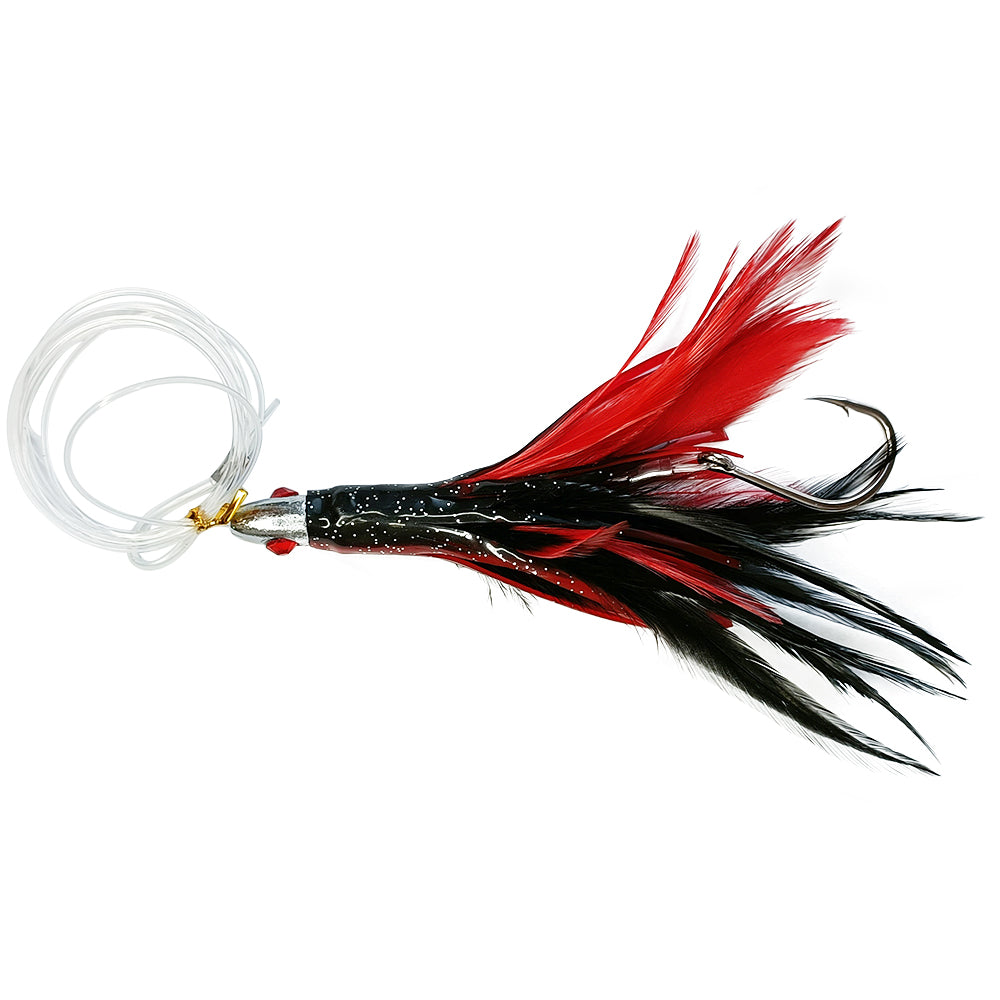 Newbility OEM Jig Head Rubber Real Feather Skirt Tuna Fishing Rig