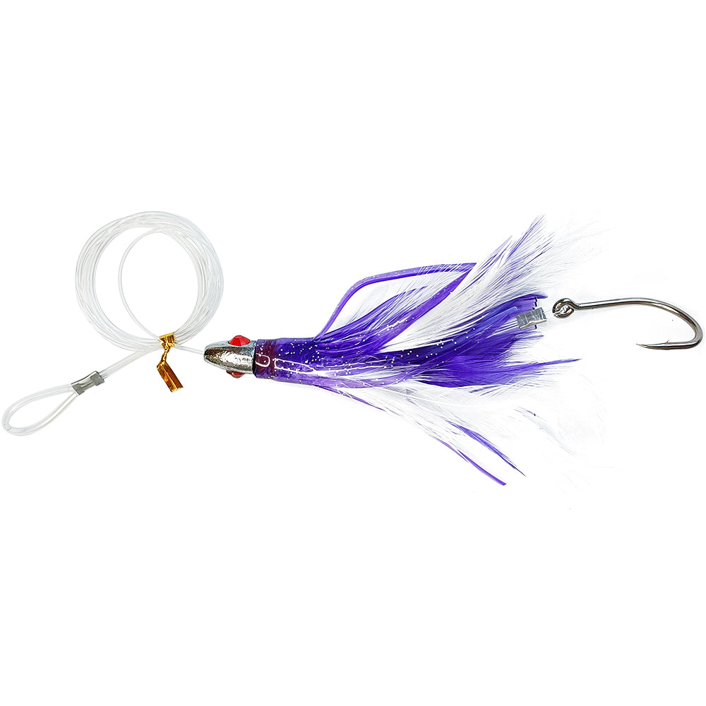 Newbility OEM Jig Head Rubber Real Feather Skirt Tuna Fishing Rig