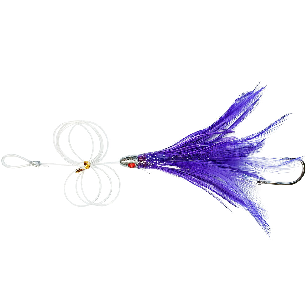 Newbility OEM Jig Head Rubber Real Feather Skirt Tuna Fishing Rig